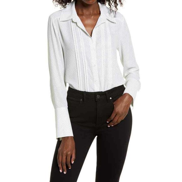Chelsea28 Ivory Lily Dot Button Pintuck Blouse Top Size Women’s Small S NEW $69 - Picture 1 of 4